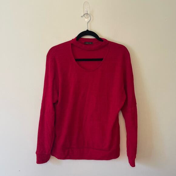 White Birch Large red pullover sweater solid contemporary cut out elegant - Picture 1 of 7